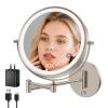 imageFUNTOUCH 9quot 1X30X Wall Mounted Lighted Makeup Mirror 4500mAh Rechargeable Double Sided Magnifying Mirror with Light 3 Color LightsTouch Dimmable 360 Rotation Extended Arm for BathroomBlackNickel