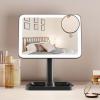 imageFUNTOUCH Rechargeable Lighted Mirrors for Makeup 2000mAh 10X Magnification3 Color Lighting Portable Tabletop Cosmetic Make Up Mirror 360 Rotation Led Light up Mirrors with StorageWhiteBlack Small