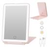 imageFUNTOUCH Rechargeable Travel Makeup Mirror with Lights and 10X Magnifying Mirrors Portable Lighted Vanity Mirror with 80 Led2000mAh Battery3 Color LightingTouch DimmingTabletop Light up MirrorPink