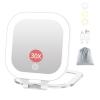 imageFUNTOUCH Travel Magnifying Mirror with Light 20X1X Magnifying Makeup Mirror Set 3 Light Settings ampamp Adjustable BrightnessRechargeable Folding Compact Double Sides Mirror for Home ampamp Travel WhiteWhite With Pocket