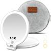 imageFUNTOUCH Travel Mirror with Light 1X10X Double Sided Magnification Makeup Vanity Mirror with 3 Color Setting Chargeable Foldable Portable Travel Essential Vanity Mirror with BagWhite With Bag