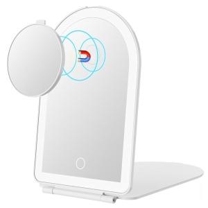 imageFUNTOUCH Rechargeable Travel Makeup Mirror with Lights and 10X Magnifying Mirrors Portable Lighted Vanity Mirror with 80 Led2000mAh Battery3 Color LightingTouch DimmingTabletop Light up MirrorMilky White