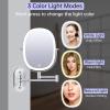 imageLighted Wall Mounted Makeup Mirror Double Sided 1X7X Magnifying Mirror 3 Color Lighting Option Dimmable 360 Rotation Extension Foldable Arm Oval Frame Rechargeable Vanity Mirror with LightsChrome