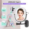 imageLighted Wall Mounted Makeup Mirror Double Sided 1X7X Magnifying Mirror 3 Color Lighting Option Dimmable 360 Rotation Extension Foldable Arm Oval Frame Rechargeable Vanity Mirror with LightsBlack