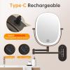 imageLighted Wall Mounted Makeup Mirror Double Sided 1X7X Magnifying Mirror 3 Color Lighting Option Dimmable 360 Rotation Extension Foldable Arm Oval Frame Rechargeable Vanity Mirror with LightsAntique Bronze