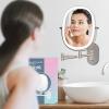 imageLighted Wall Mounted Makeup Mirror Double Sided 1X7X Magnifying Mirror 3 Color Lighting Option Dimmable 360 Rotation Extension Foldable Arm Oval Frame Rechargeable Vanity Mirror with LightsBrush Nickel