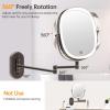 imageLighted Wall Mounted Makeup Mirror Double Sided 1X7X Magnifying Mirror 3 Color Lighting Option Dimmable 360 Rotation Extension Foldable Arm Oval Frame Rechargeable Vanity Mirror with LightsAntique Bronze
