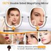imageLighted Wall Mounted Makeup Mirror Double Sided 1X7X Magnifying Mirror 3 Color Lighting Option Dimmable 360 Rotation Extension Foldable Arm Oval Frame Rechargeable Vanity Mirror with LightsAntique Bronze