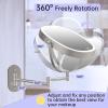 imageLighted Wall Mounted Makeup Mirror Double Sided 1X7X Magnifying Mirror 3 Color Lighting Option Dimmable 360 Rotation Extension Foldable Arm Oval Frame Rechargeable Vanity Mirror with LightsBrush Nickel
