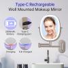 imageLighted Wall Mounted Makeup Mirror Double Sided 1X7X Magnifying Mirror 3 Color Lighting Option Dimmable 360 Rotation Extension Foldable Arm Oval Frame Rechargeable Vanity Mirror with LightsBrush Nickel