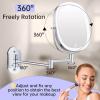 imageLighted Wall Mounted Makeup Mirror Double Sided 1X7X Magnifying Mirror 3 Color Lighting Option Dimmable 360 Rotation Extension Foldable Arm Oval Frame Rechargeable Vanity Mirror with LightsChrome