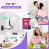 imageLighted Wall Mounted Makeup Mirror Double Sided 1X7X Magnifying Mirror 3 Color Lighting Option Dimmable 360 Rotation Extension Foldable Arm Oval Frame Rechargeable Vanity Mirror with LightsBlack