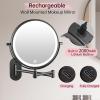 imageRechargeable Wall Mounted Lighted Makeup Vanity Mirror 8 Inch Double Sided 1X 10X Magnifying Bathroom Mirror 3 Color Lighting Touch Screen Dimming Extended Arm 360 Rotation Shaving Light up MirrorBlack
