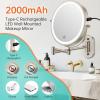 imageRechargeable Wall Mounted Lighted Makeup Vanity Mirror 8 Inch Double Sided 1X 10X Magnifying Bathroom Mirror 3 Color Lighting Touch Screen Dimming Extended Arm 360 Rotation Shaving Light up MirrorBrush Nickel