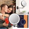 imageRechargeable Wall Mounted Lighted Makeup Vanity Mirror 8 Inch Double Sided 1X 10X Magnifying Bathroom Mirror 3 Color Lighting Touch Screen Dimming Extended Arm 360 Rotation Shaving Light up MirrorAntique Bronze