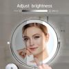 imageRechargeable Wall Mounted Lighted Makeup Vanity Mirror 8 Inch Double Sided 1X 10X Magnifying Bathroom Mirror 3 Color Lighting Touch Screen Dimming Extended Arm 360 Rotation Shaving Light up MirrorSilver