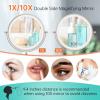 imageRechargeable Wall Mounted Lighted Makeup Vanity Mirror 8 Inch Double Sided 1X 10X Magnifying Bathroom Mirror 3 Color Lighting Touch Screen Dimming Extended Arm 360 Rotation Shaving Light up MirrorBrush Nickel