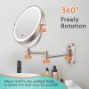 imageRechargeable Wall Mounted Lighted Makeup Vanity Mirror 8 Inch Double Sided 1X 10X Magnifying Bathroom Mirror 3 Color Lighting Touch Screen Dimming Extended Arm 360 Rotation Shaving Light up MirrorBrush Nickel