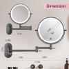 imageRechargeable Wall Mounted Lighted Makeup Vanity Mirror 8 Inch Double Sided 1X 10X Magnifying Bathroom Mirror 3 Color Lighting Touch Screen Dimming Extended Arm 360 Rotation Shaving Light up MirrorBlack