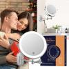imageRechargeable Wall Mounted Lighted Makeup Vanity Mirror 8 Inch Double Sided 1X 10X Magnifying Bathroom Mirror 3 Color Lighting Touch Screen Dimming Extended Arm 360 Rotation Shaving Light up MirrorBright Chrome20x