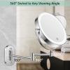 imageRechargeable Wall Mounted Lighted Makeup Vanity Mirror 8 Inch Double Sided 1X 10X Magnifying Bathroom Mirror 3 Color Lighting Touch Screen Dimming Extended Arm 360 Rotation Shaving Light up MirrorBright Chrome20x