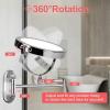 imageRechargeable Wall Mounted Lighted Makeup Vanity Mirror 8 Inch Double Sided 1X 10X Magnifying Bathroom Mirror 3 Color Lighting Touch Screen Dimming Extended Arm 360 Rotation Shaving Light up MirrorSilver
