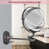imageRechargeable Wall Mounted Lighted Makeup Vanity Mirror 8 Inch Double Sided 1X 10X Magnifying Bathroom Mirror 3 Color Lighting Touch Screen Dimming Extended Arm 360 Rotation Shaving Light up MirrorBlack