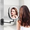 imageLighted Wall Mounted Makeup Mirror Double Sided 1X7X Magnifying Mirror 3 Color Lighting Option Dimmable 360 Rotation Extension Foldable Arm Oval Frame Rechargeable Vanity Mirror with LightsBlack