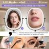 imageFUNTOUCH 20X1X Wall Mounted Makeup Mirror with Light 5000mAh Rechargeable Double Sided Oval Bathroom Mirrors for Over Sink 3 Color Setting Extended Arm 360Swivel for WallBlack20xblack