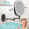imageFUNTOUCH 20X1X Wall Mounted Makeup Mirror with Light 5000mAh Rechargeable Double Sided Oval Bathroom Mirrors for Over Sink 3 Color Setting Extended Arm 360Swivel for WallBlack30xblack