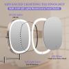 imageFUNTOUCH 20X1X Wall Mounted Makeup Mirror with Light 5000mAh Rechargeable Double Sided Oval Bathroom Mirrors for Over Sink 3 Color Setting Extended Arm 360Swivel for WallBlack20xnickel