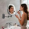 imageFUNTOUCH 20X1X Wall Mounted Makeup Mirror with Light 5000mAh Rechargeable Double Sided Oval Bathroom Mirrors for Over Sink 3 Color Setting Extended Arm 360Swivel for WallBlack20xblack