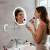 imageFUNTOUCH 20X1X Wall Mounted Makeup Mirror with Light 5000mAh Rechargeable Double Sided Oval Bathroom Mirrors for Over Sink 3 Color Setting Extended Arm 360Swivel for WallBlack20xchrome