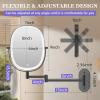 imageFUNTOUCH 20X1X Wall Mounted Makeup Mirror with Light 5000mAh Rechargeable Double Sided Oval Bathroom Mirrors for Over Sink 3 Color Setting Extended Arm 360Swivel for WallBlack20xblack