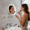imageFUNTOUCH 20X1X Wall Mounted Makeup Mirror with Light 5000mAh Rechargeable Double Sided Oval Bathroom Mirrors for Over Sink 3 Color Setting Extended Arm 360Swivel for WallBlack20xnickel