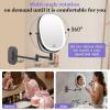 imageFUNTOUCH 20X1X Wall Mounted Makeup Mirror with Light 5000mAh Rechargeable Double Sided Oval Bathroom Mirrors for Over Sink 3 Color Setting Extended Arm 360Swivel for WallBlack20xblack