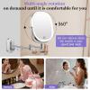 imageFUNTOUCH 20X1X Wall Mounted Makeup Mirror with Light 5000mAh Rechargeable Double Sided Oval Bathroom Mirrors for Over Sink 3 Color Setting Extended Arm 360Swivel for WallBlack20xchrome