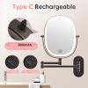 imageFUNTOUCH 20X1X Wall Mounted Makeup Mirror with Light 5000mAh Rechargeable Double Sided Oval Bathroom Mirrors for Over Sink 3 Color Setting Extended Arm 360Swivel for WallBlack20xantique Bronze