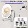 imageFUNTOUCH 20X1X Wall Mounted Makeup Mirror with Light 5000mAh Rechargeable Double Sided Oval Bathroom Mirrors for Over Sink 3 Color Setting Extended Arm 360Swivel for WallBlack20xchrome